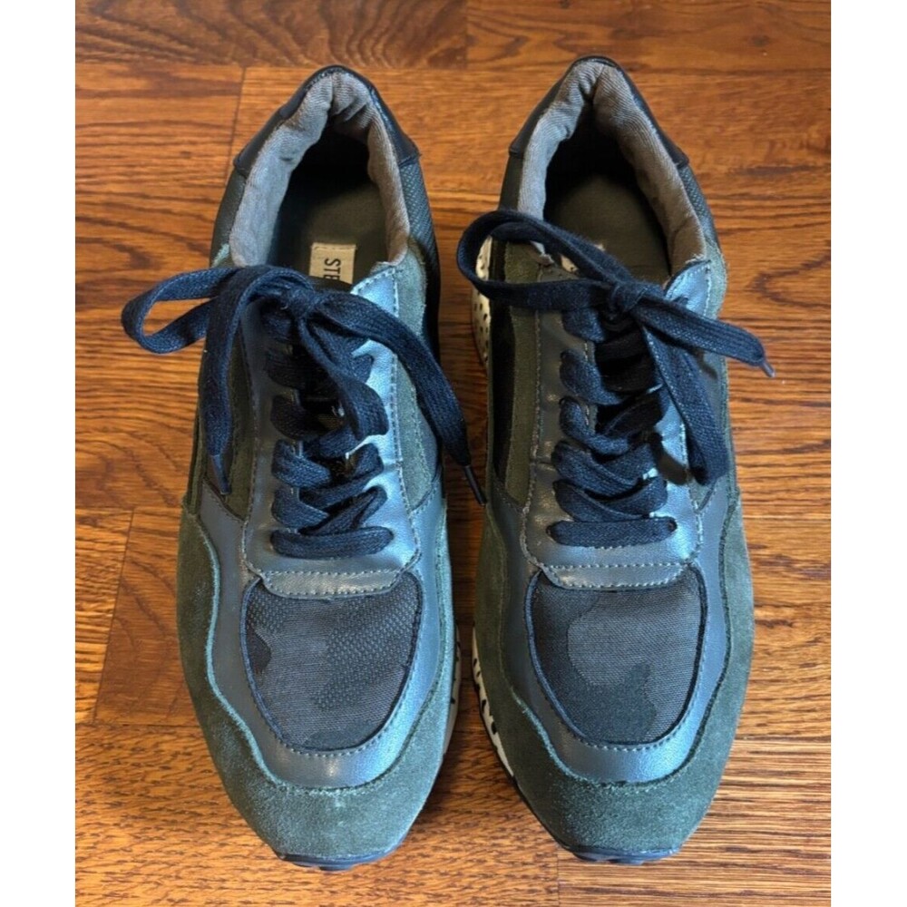 Steve Madden Women's Size 7 Bena Wedge Green Camo Sneakers - Picture 3 of 11
